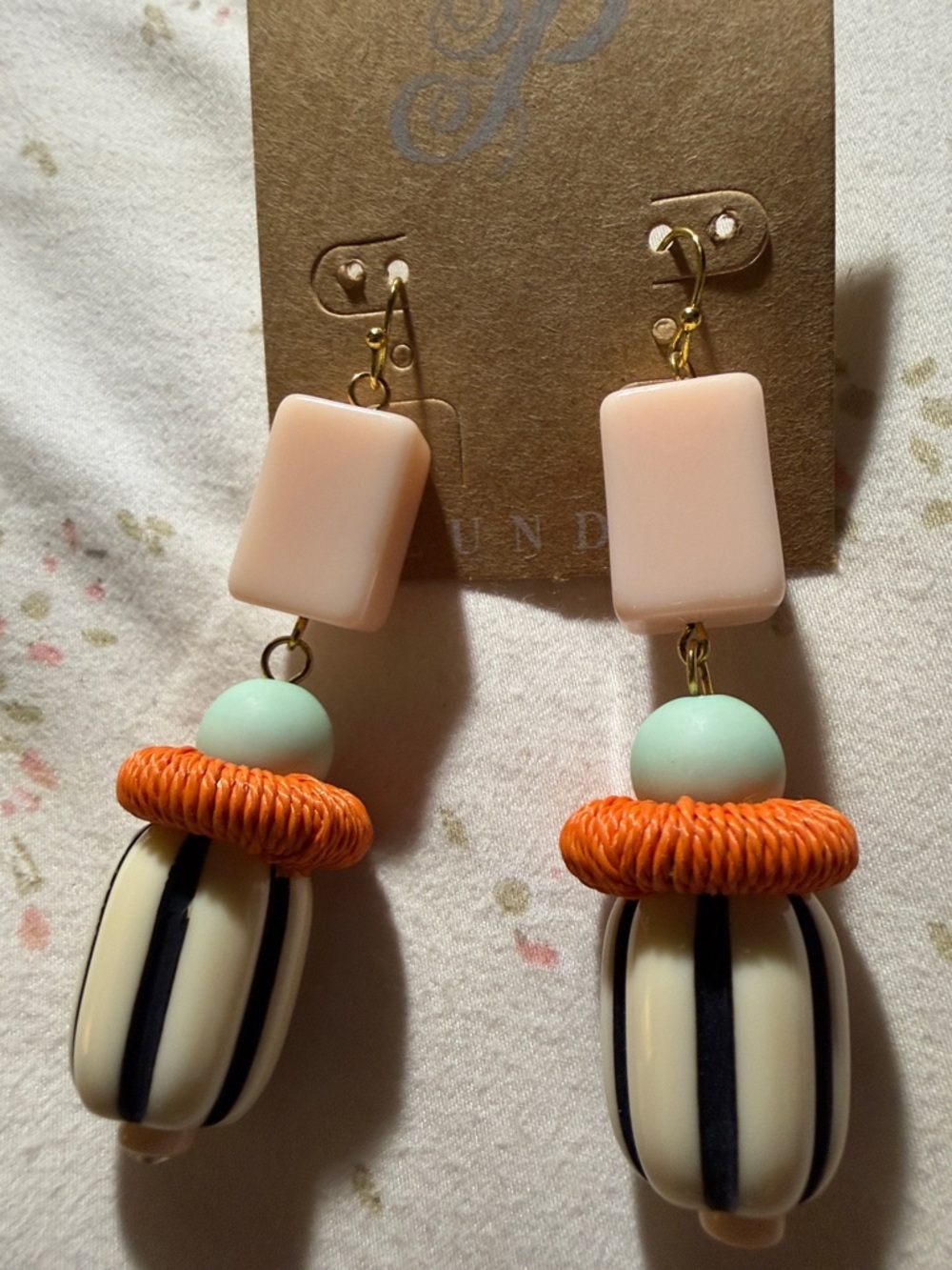 Plunder Pink, Mint & Orange Drop Earrings - Picture 3 of 4
